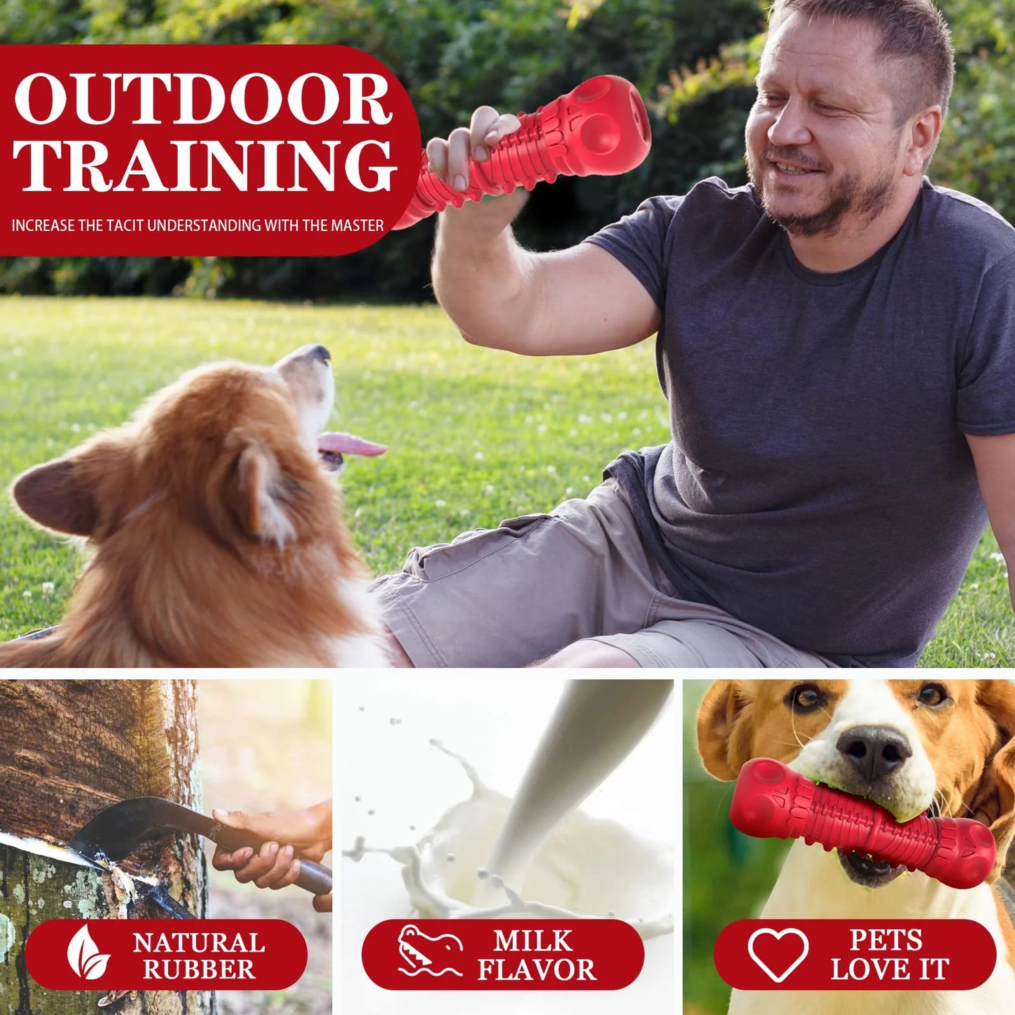 Extra Large Dog Squeaky Toys for Aggressive Chewers,Indestructible Dog Chew Toys for Large Medium Breed Dog, Durable Dog Toys, Tough Dogs Toys with Natural Rubber