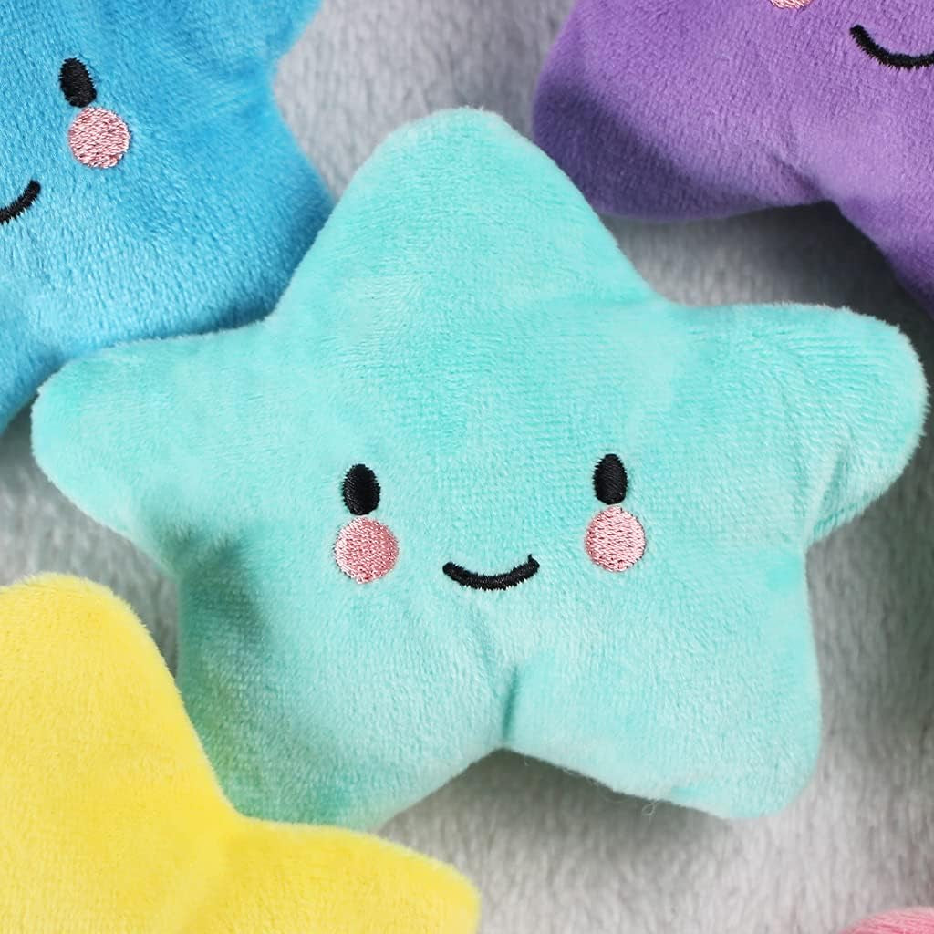 Stuffed Dog Toy, 4 Pack Dog Squeaky Plush Toys Cute Small Dog Puppy Toys Stars Cloud Squeaky Puppy Dog Chew Toys for Puppies Small Medium Dogs Pet，Dark Color