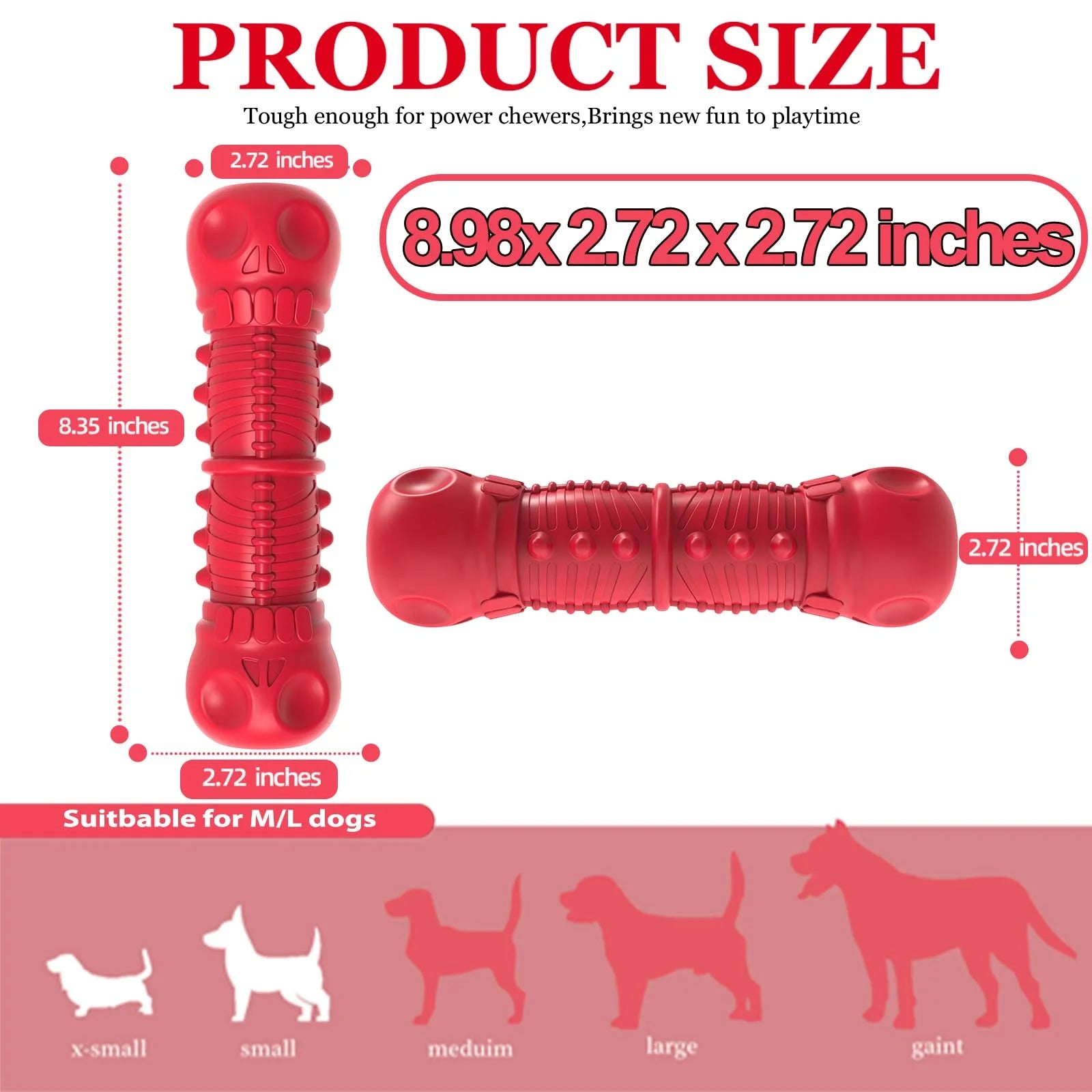 Extra Large Dog Squeaky Toys for Aggressive Chewers,Indestructible Dog Chew Toys for Large Medium Breed Dog, Durable Dog Toys, Tough Dogs Toys with Natural Rubber